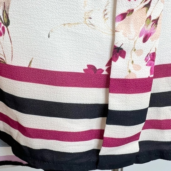 Le Mirage pink black beige floral long sleeve blouse top EU 46 - Picture 10 of 13